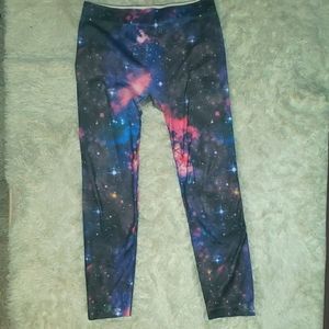 No Boundaries Purple Galaxy with Blue & Pink Accents Size XL Leggings